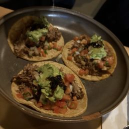 Alebrije signature dishes Brisket TacosMexican RiceCorn Off Cob